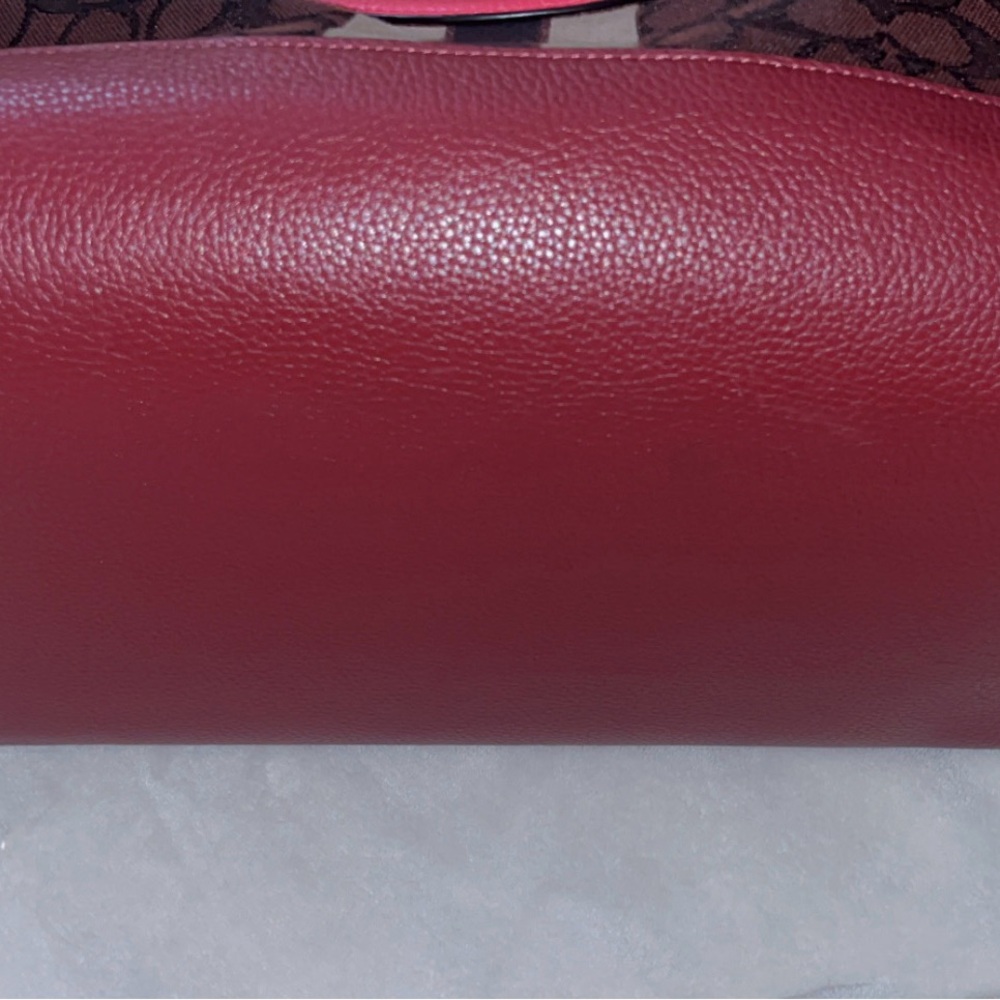 Coach Brown Signature Canvas Tote with Pink Trim - Picture 3 of 7